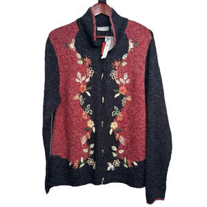 Croft & Barrow Size Large New Floral Cardigan Grandma Y2K Vintage Lagenlook Boho